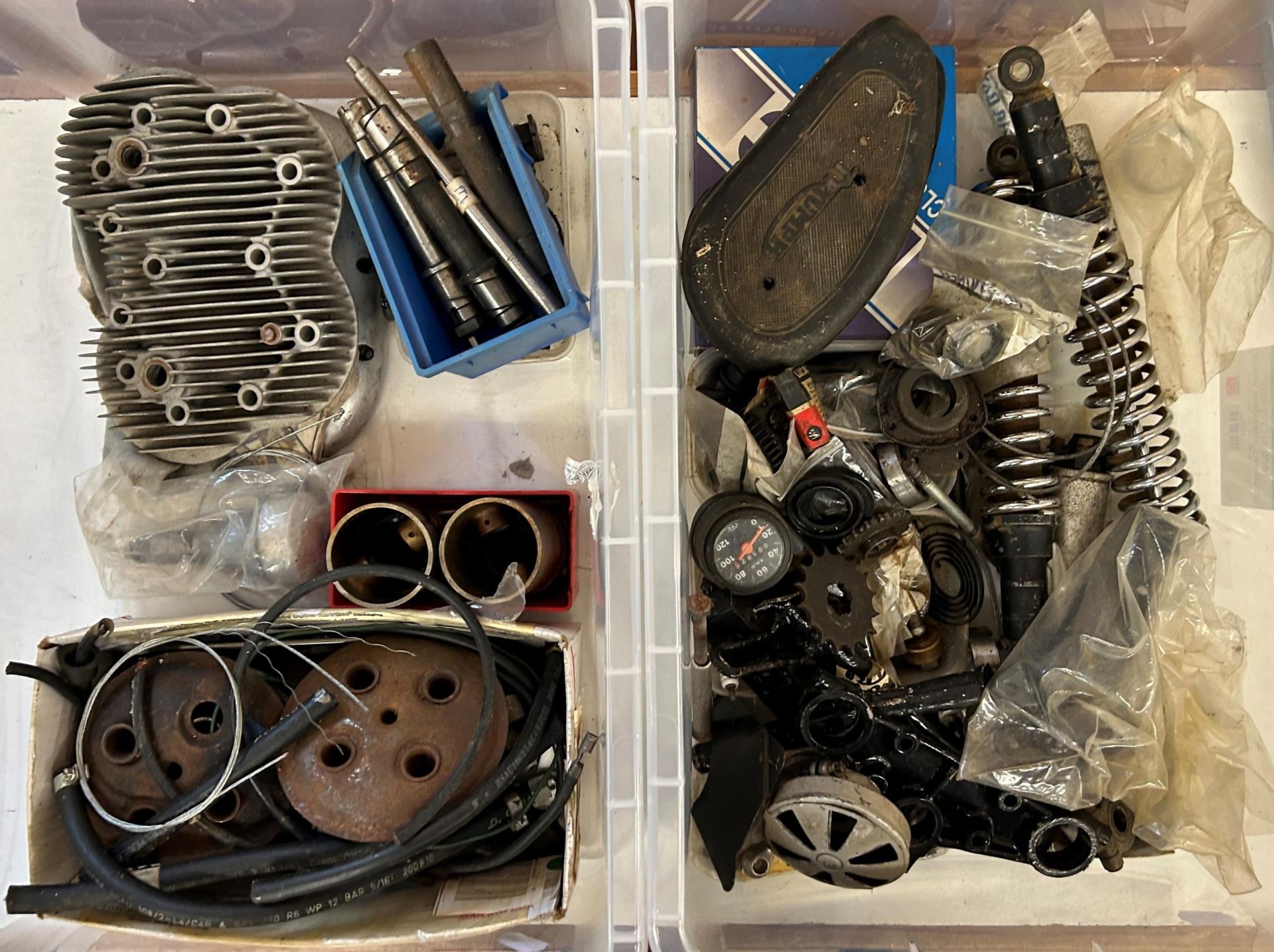 Assorted Triumph motorcycle spares (2 boxes)