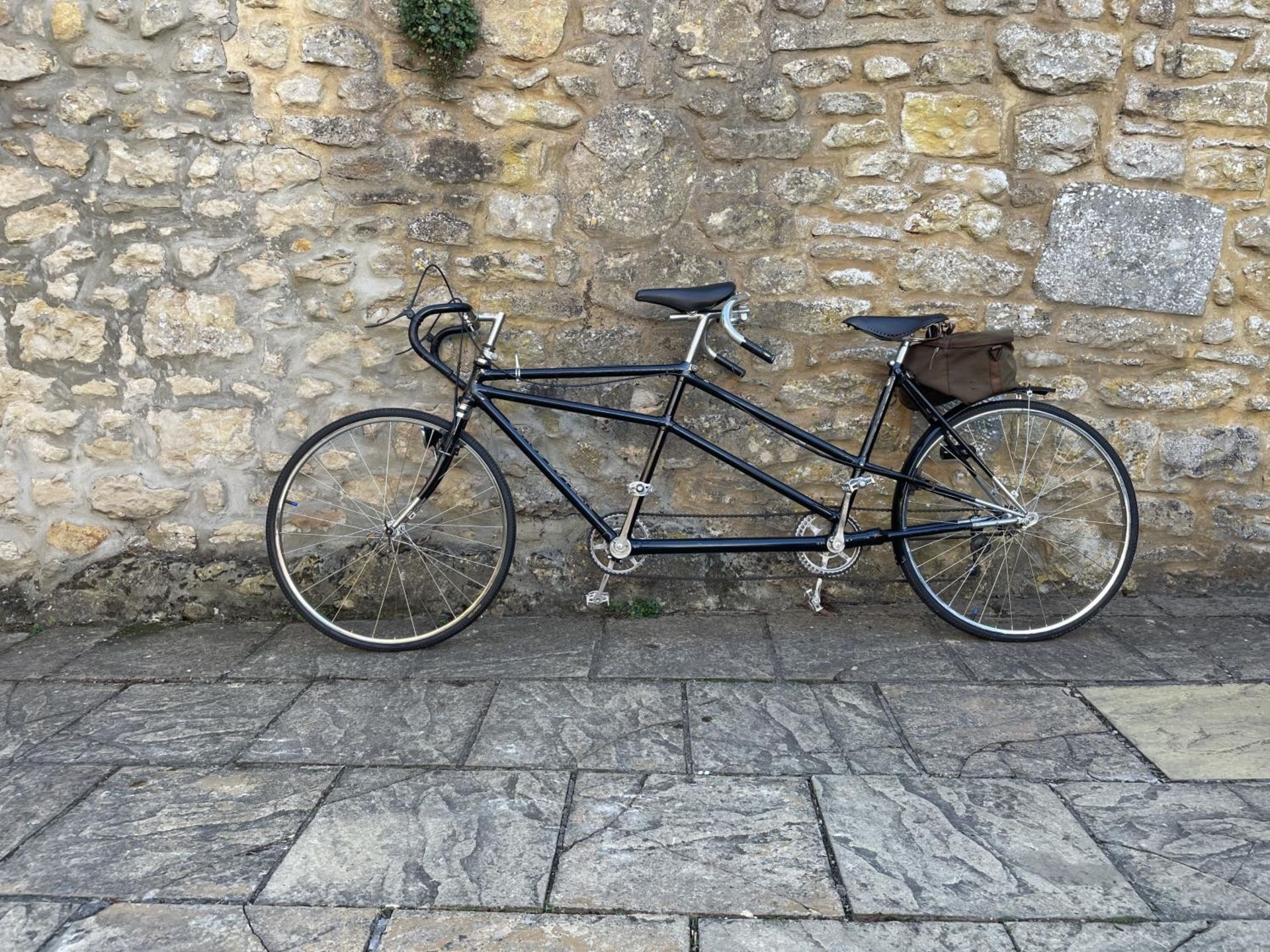 A rare Claud Butler ladyback tandem, painted black, restored with the original 26 inch Endrick