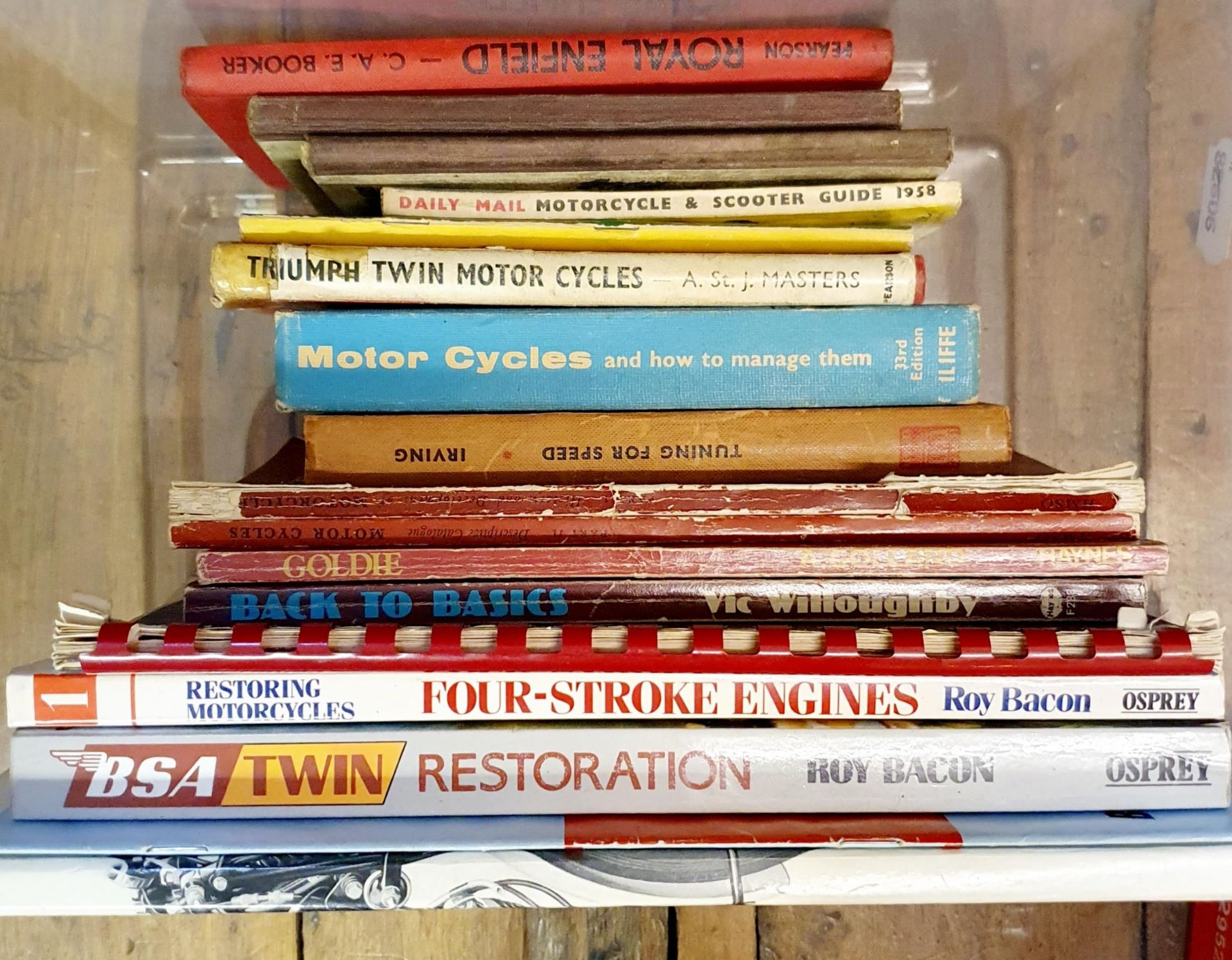 A group of 17 motorcycle technical and assorted handbooks, including Triumph Twin Motor Cycles and