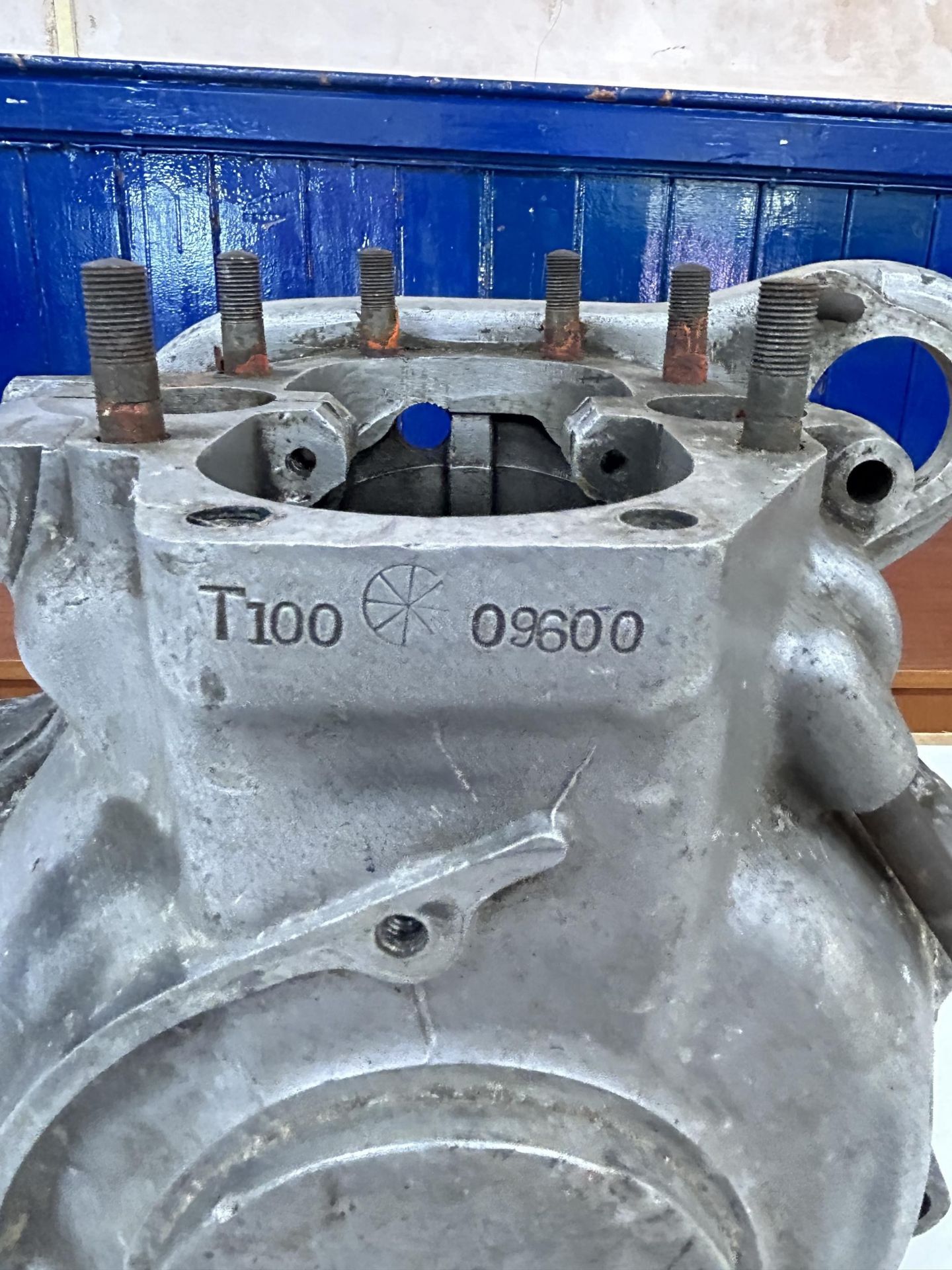 A Triumph T100 motorcycle engine casing, stamped T100 09600 - Image 2 of 2