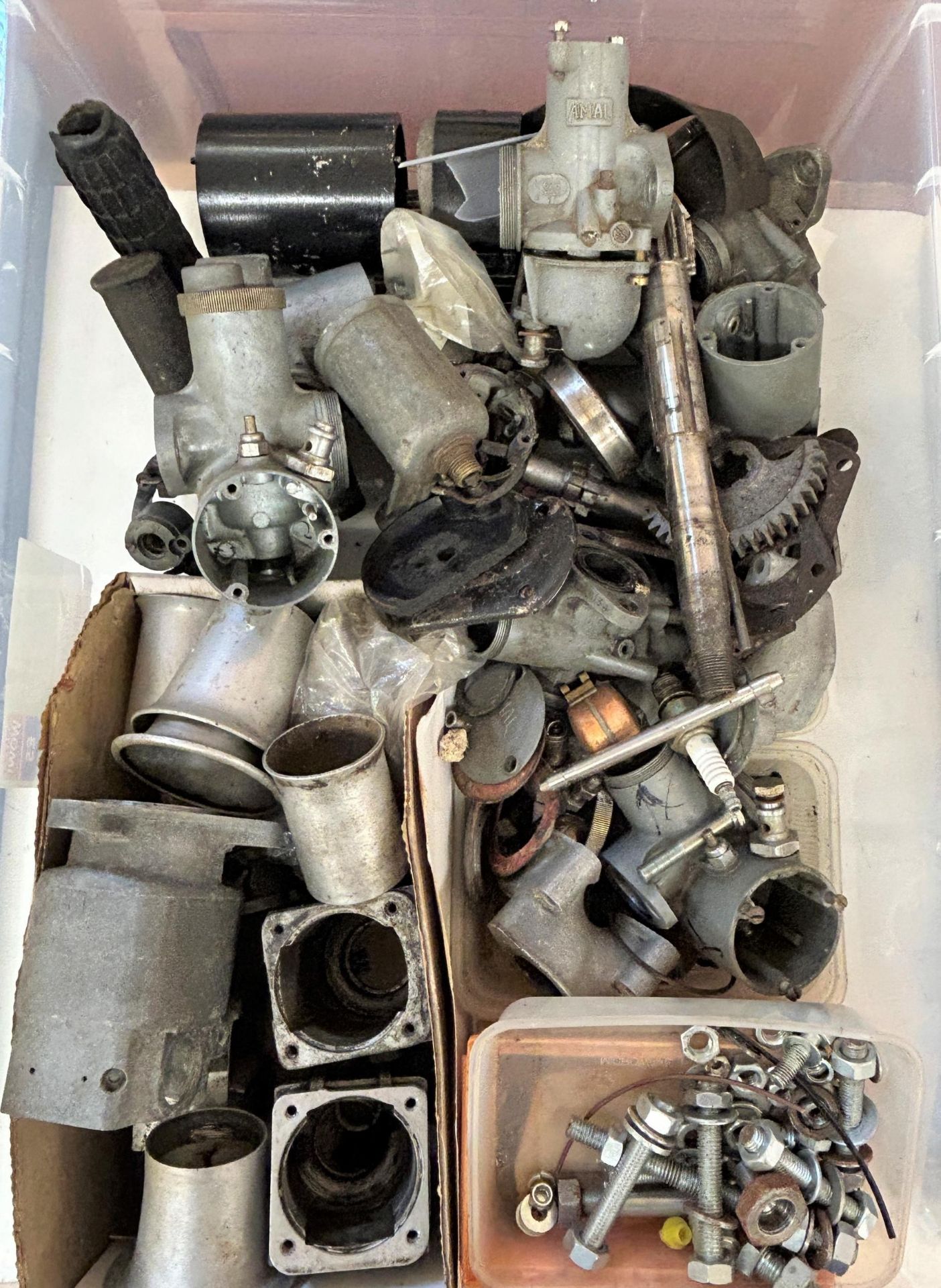 Assorted Triumph motorcycle parts, to include various carburettor and engine parts (2 boxes) - Image 3 of 3