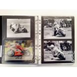An album of 63 motorcycle racing photographs and images, four signed, 1980-1989 Provenance: From The