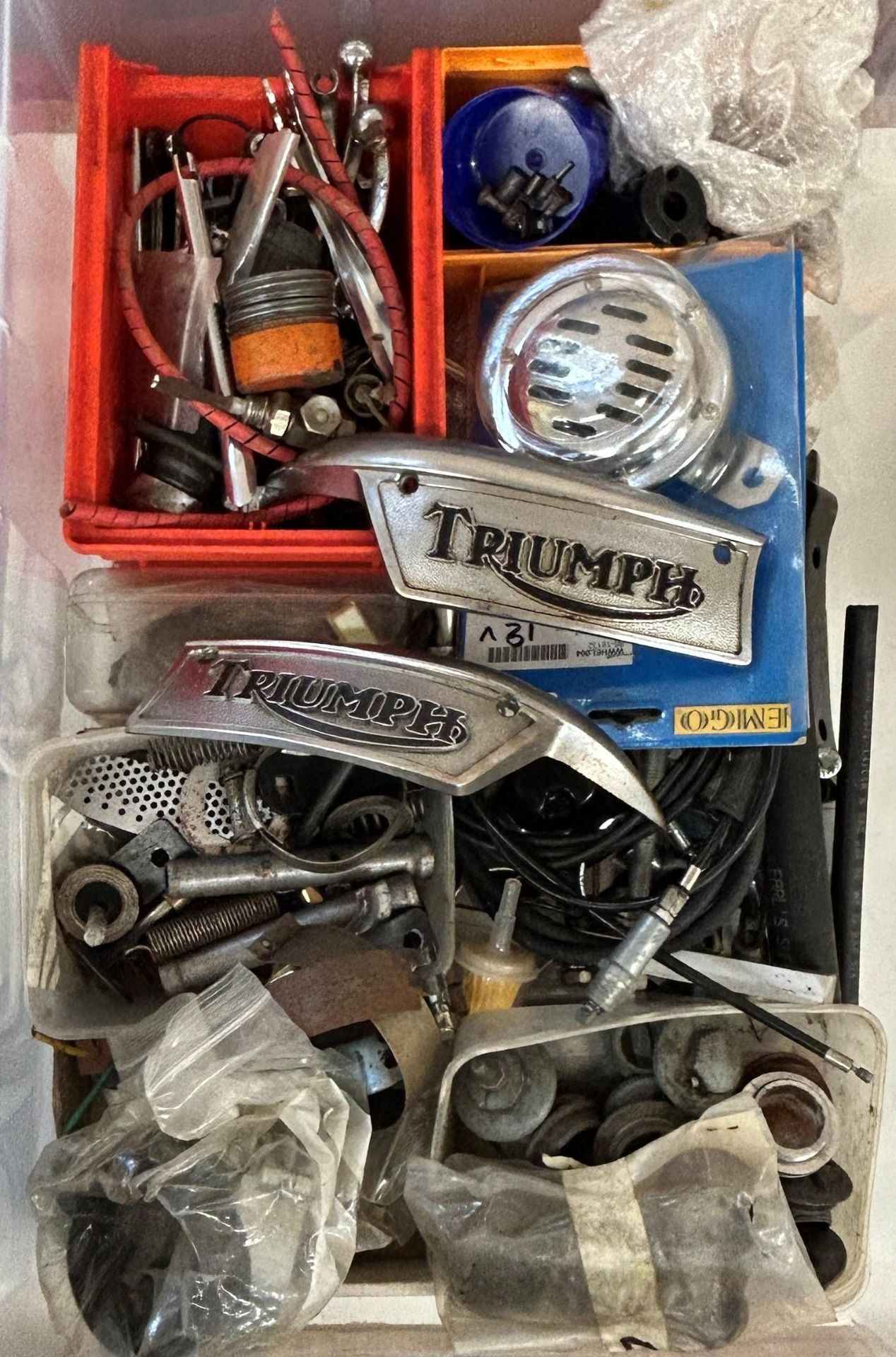 Assorted Triumph motorcycle spares (2 boxes)