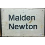 A British Rail metal station sign, Maiden Newton, 50 cm x 73 cm