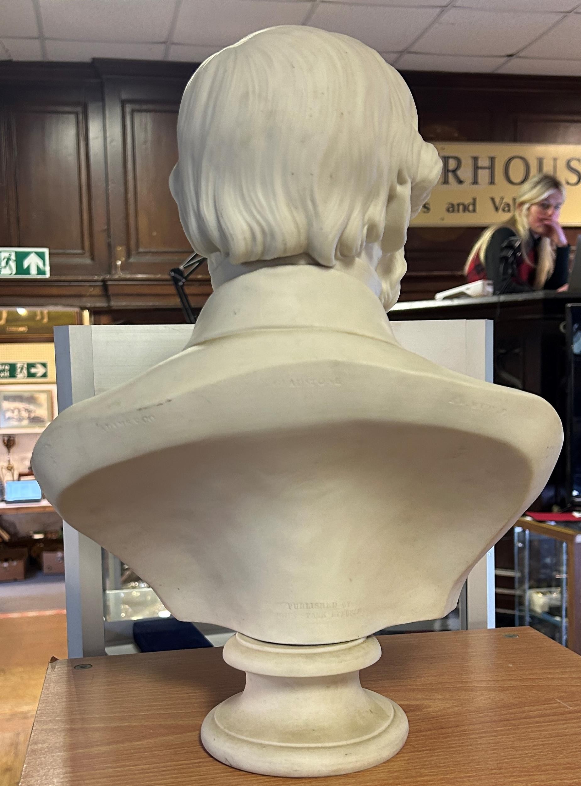 A 19th century parian bust of William Gladstone, by Adams & Co, 45 cm high Also marked E W Wyon F - Image 3 of 6