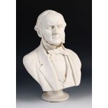 A 19th century parian bust of William Gladstone, by Adams & Co, 45 cm high Also marked E W Wyon F