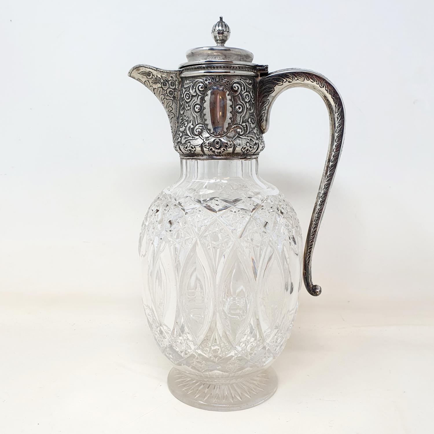 A Victorian cut glass claret jug, with a silver mount Marks rubbed, cannot see under mount but no - Image 2 of 4