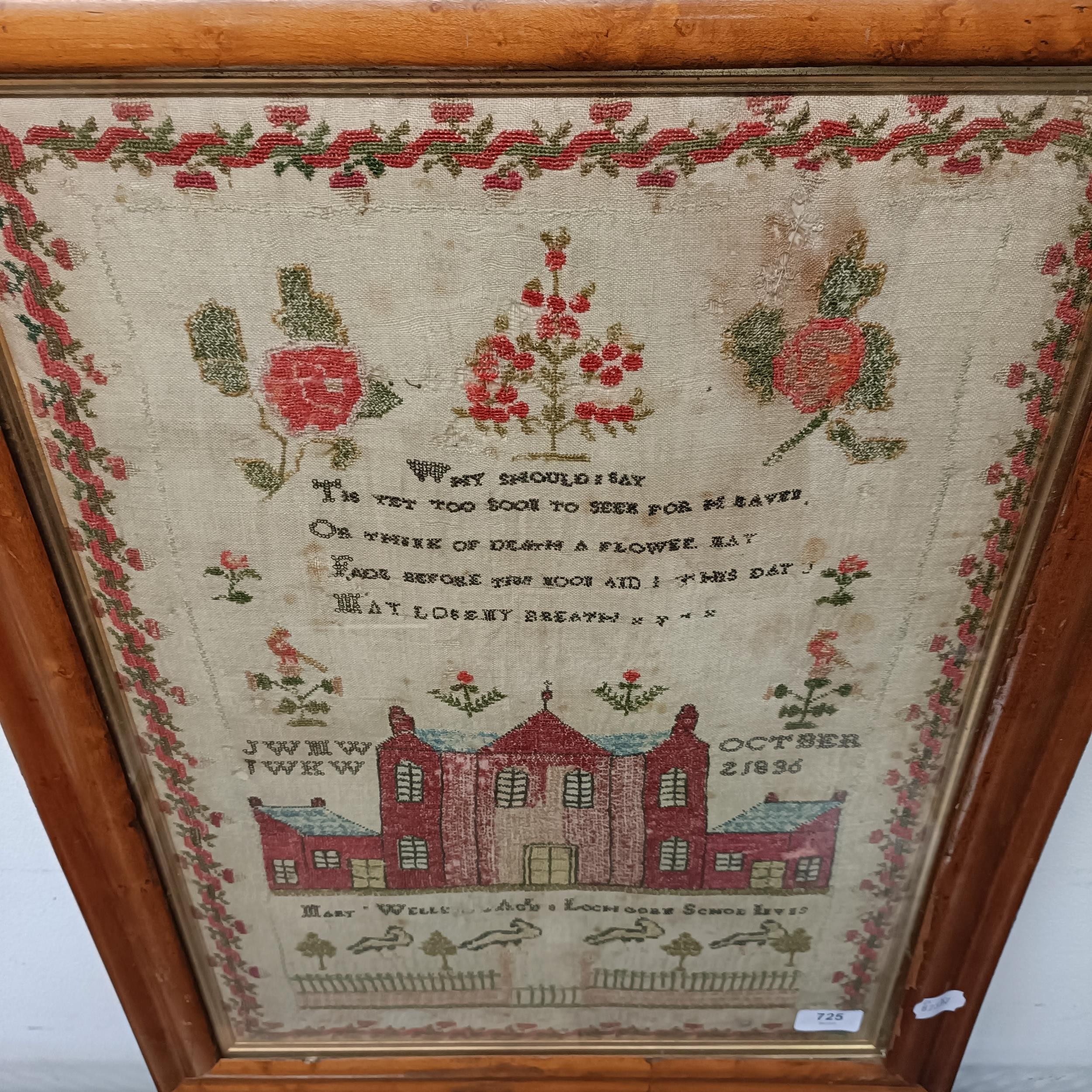 A 19th century sampler, signed Mary Wells, dated October 1836, 56 x 38 cm Various stains losses