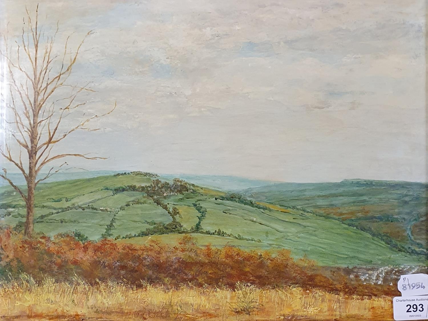 English school, landscape, watercolour, indistinctly signed, 24 x 35 cm, a landscape, Charmouth, oil
