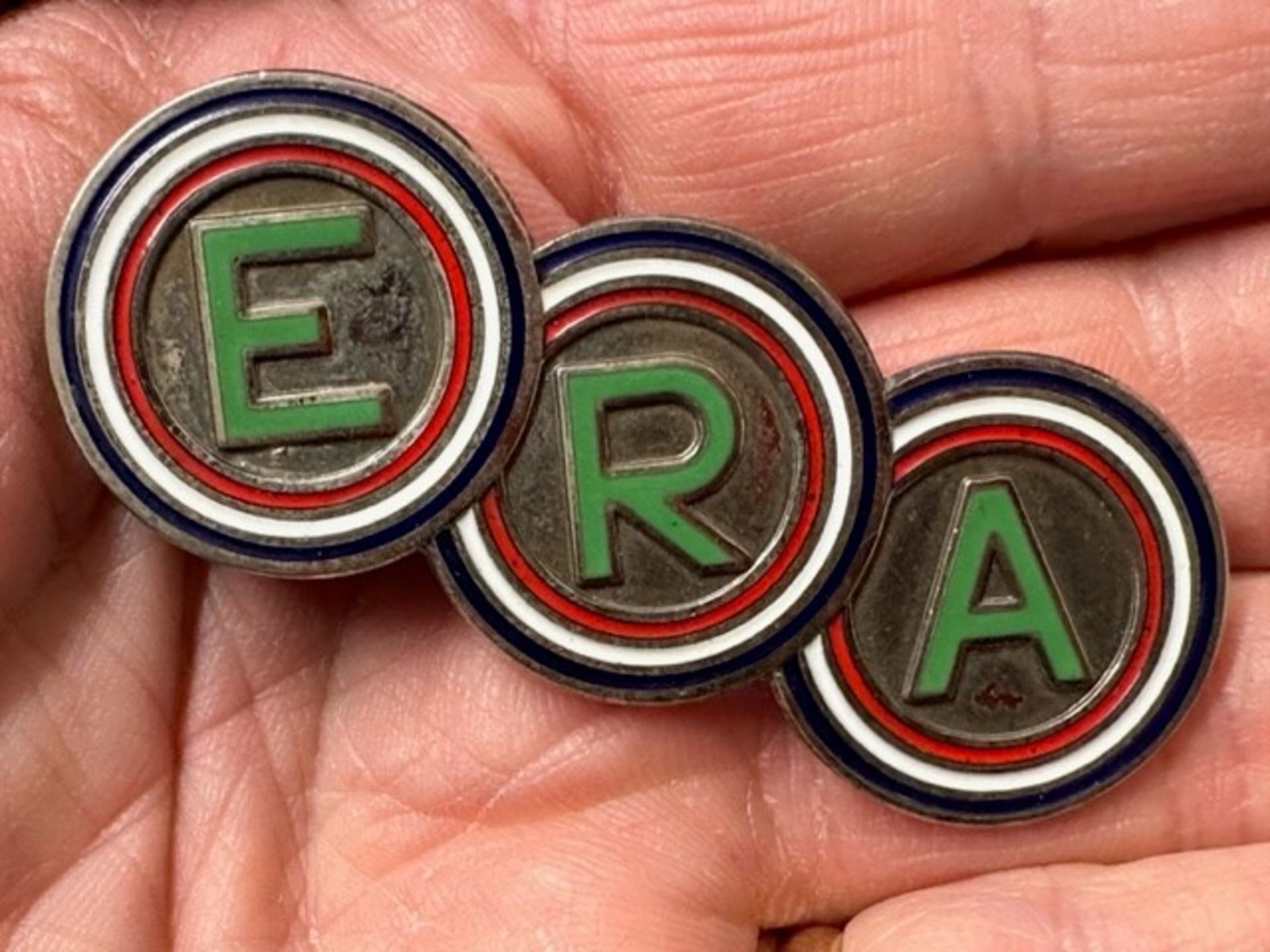 A rare ERA (English Racing Automobiles) badge, with enamel decoration, 6.5 cm wide