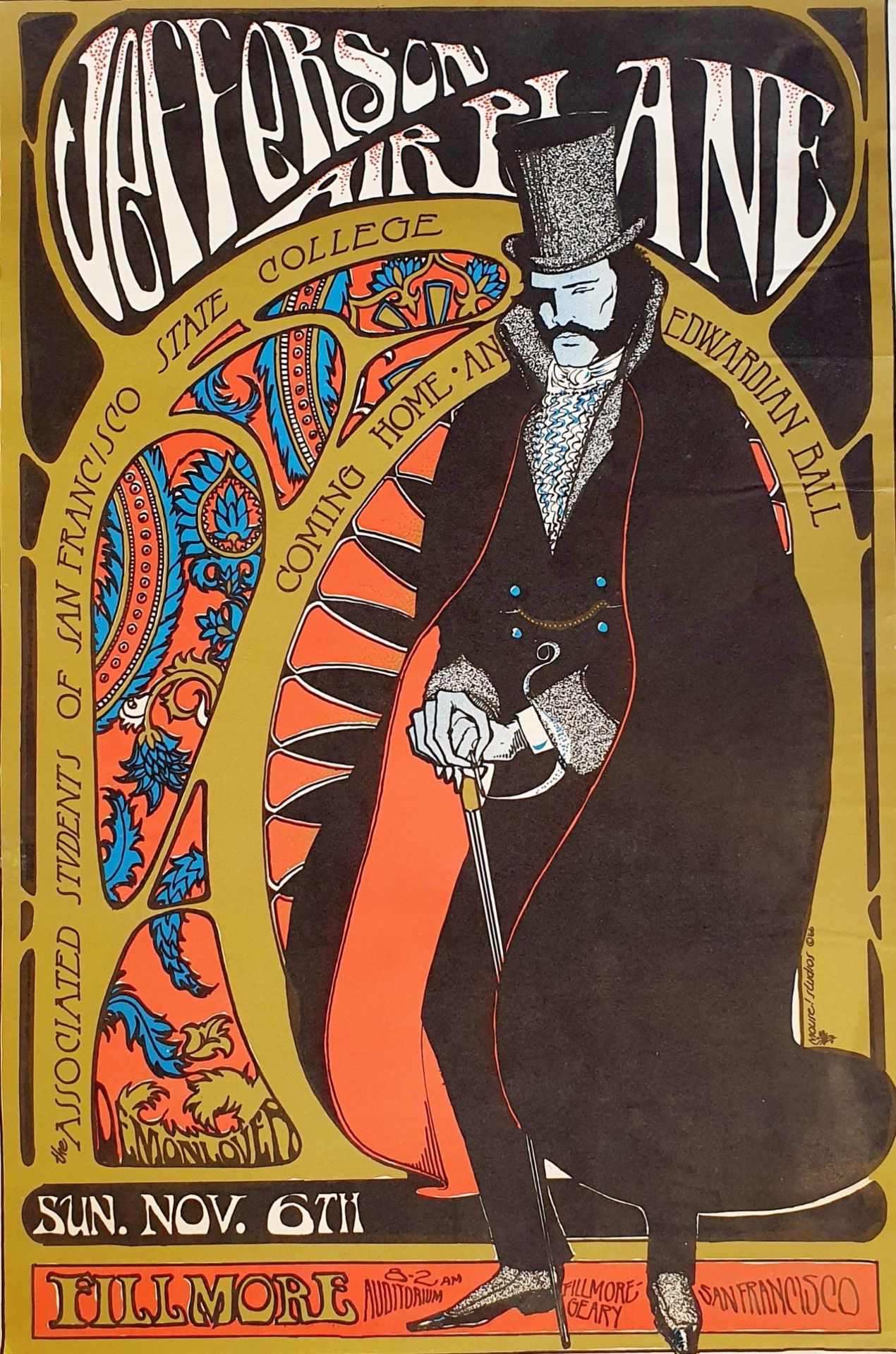 An original concert poster, Jefferson Airplane Edwardian Ball, 1966