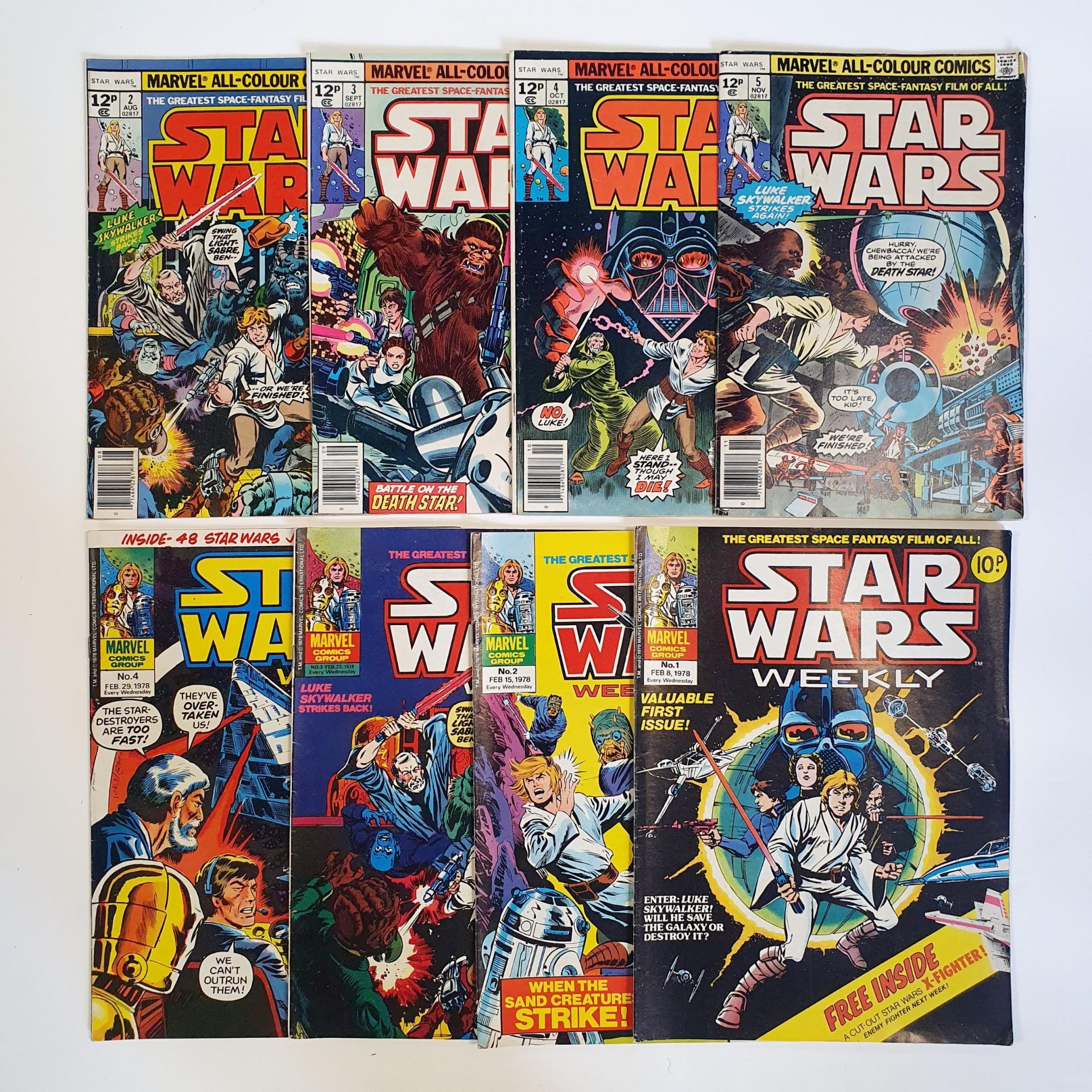 Marvel Comics, Star Wars Weekly, Nos. 1, 2 and 3, and assorted other Star Wars Weekly comics, and