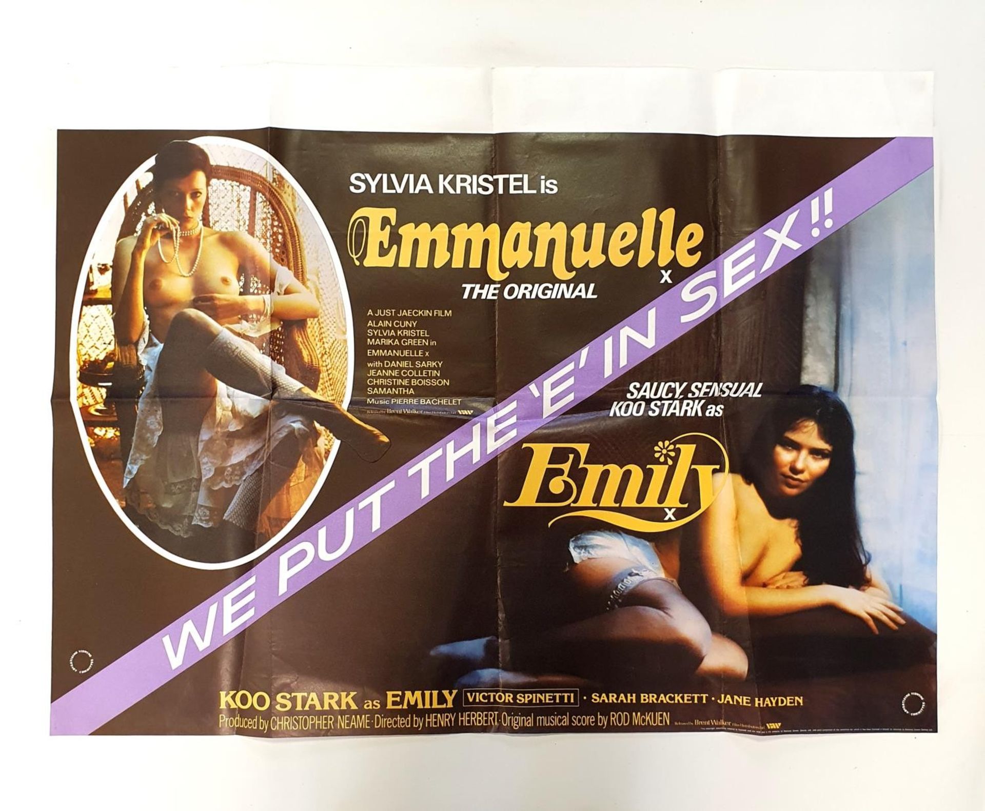 Emmanuelle/Emily (1970s), British quad double bill film poster, 76 x 101 cm
