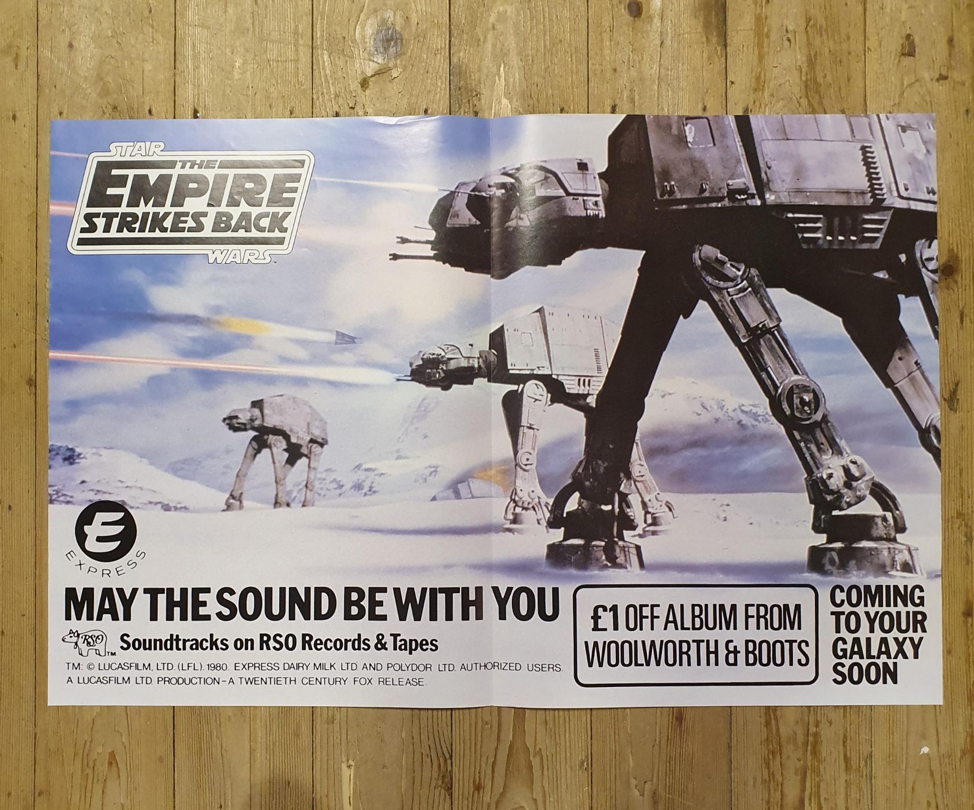 Rare Star Wars: The Empire Strikes Back (1980) British soundtrack poster 74 x 48.5 cm Provenance: - Image 2 of 2