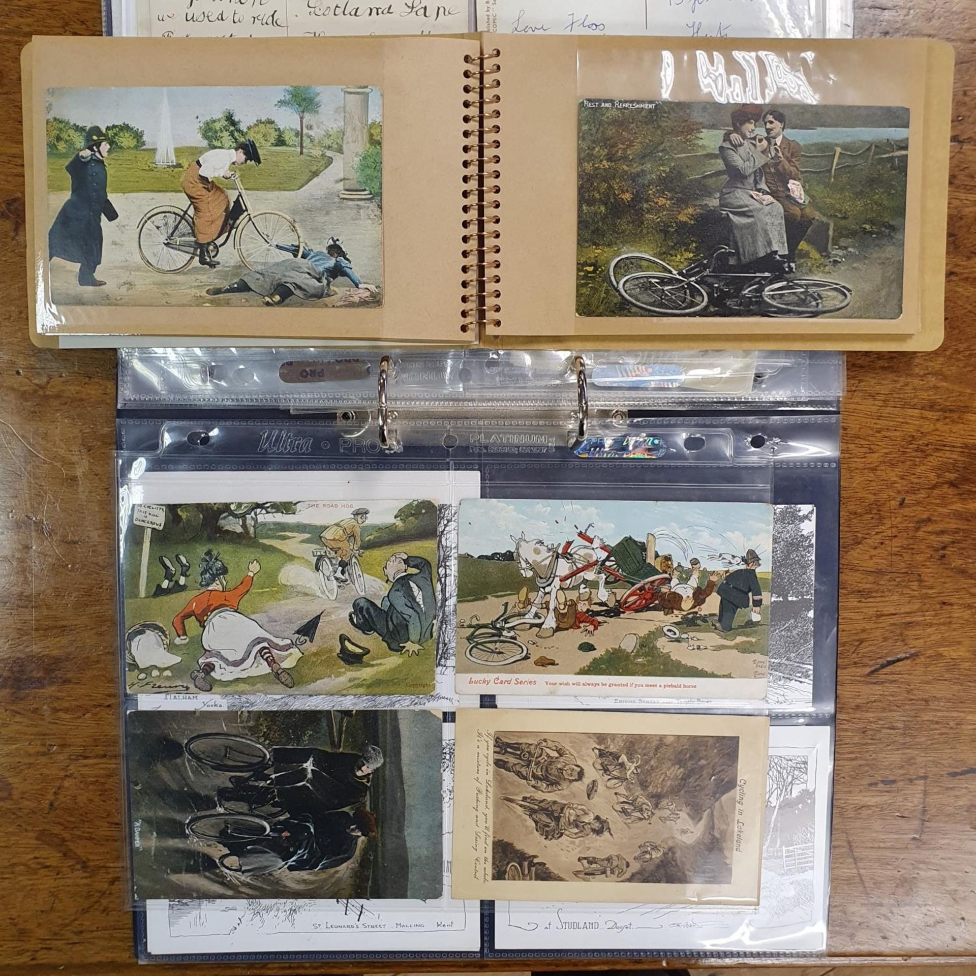 Two albums of cycling related postcards, some are comical Date range from late 19th to first quarter - Image 9 of 11