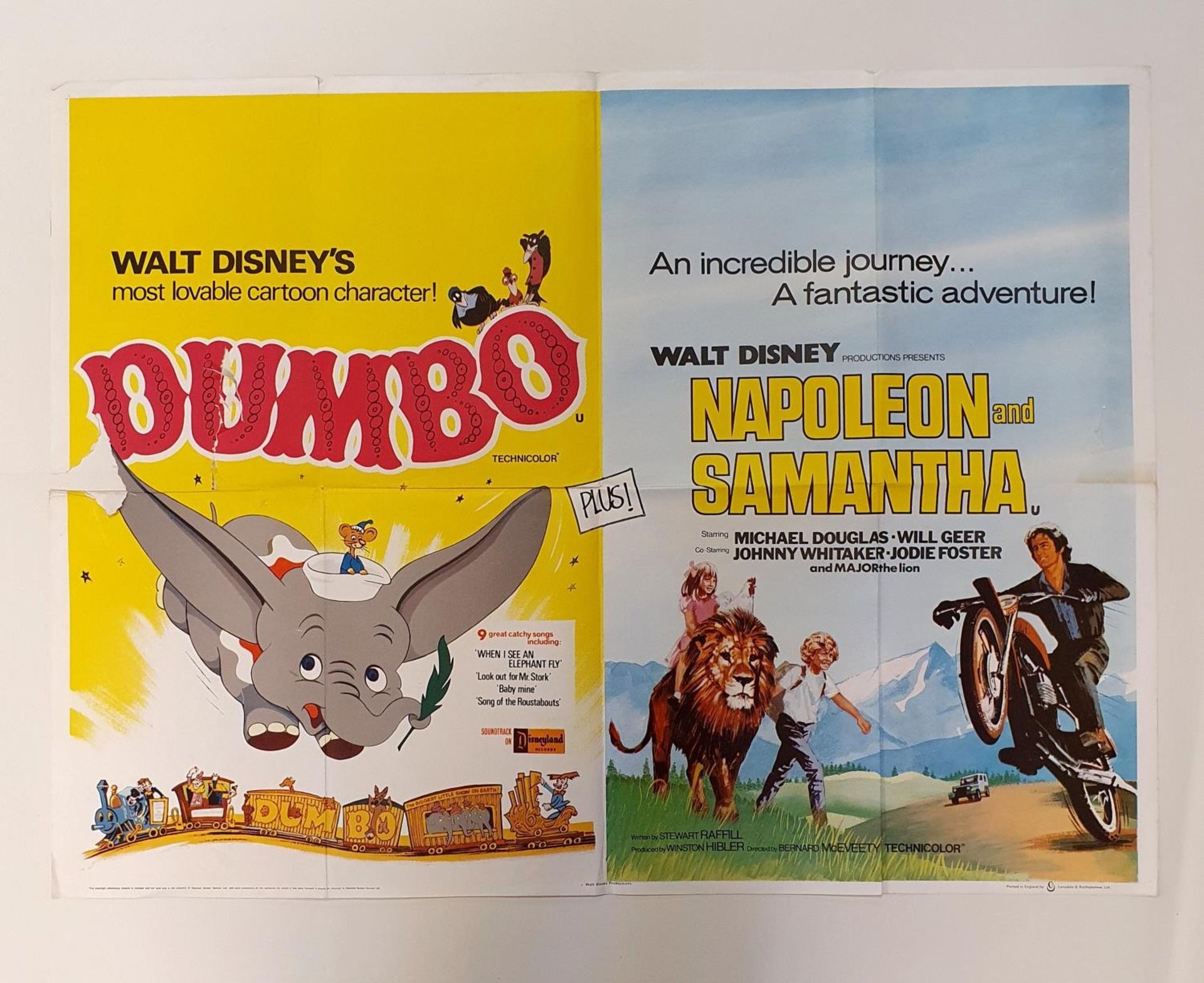 Dumbo/Napoleon and Samantha (1970s), British quad film double bill film poster, 76 x 101 cm