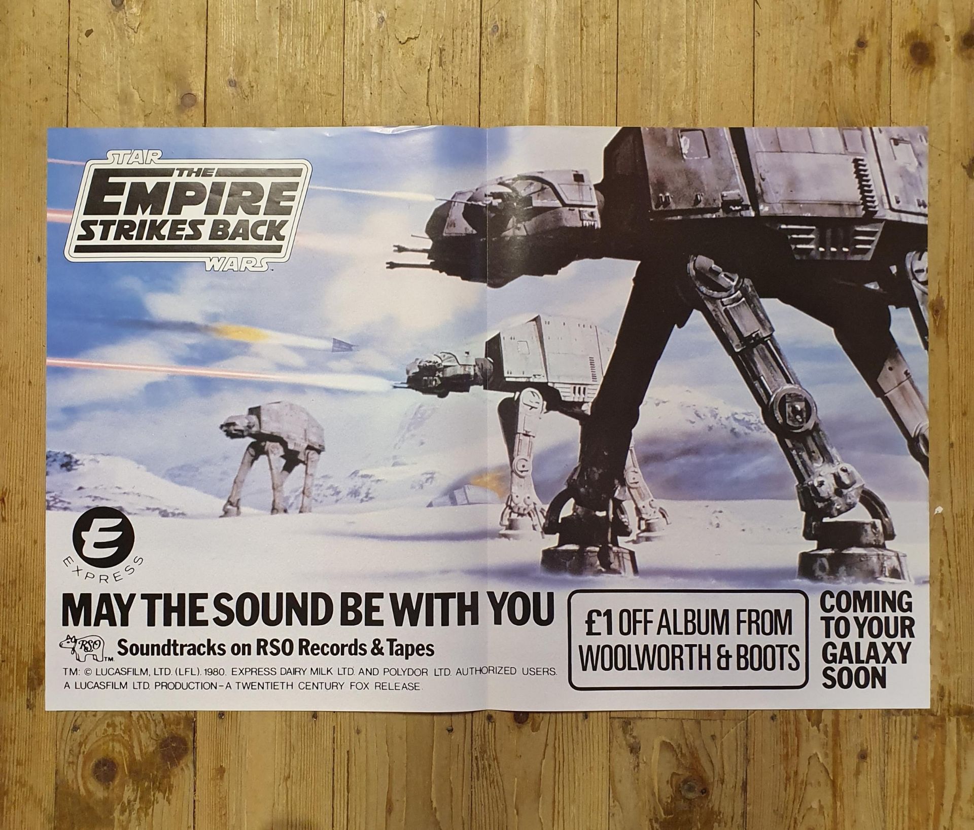 Rare Star Wars: The Empire Strikes Back (1980) British soundtrack poster 74 x 48.5 cm Provenance: - Image 2 of 2