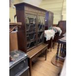 A mahogany display cabinet, raised on a base with two drawers on square legs, 108 cm wide a marriage