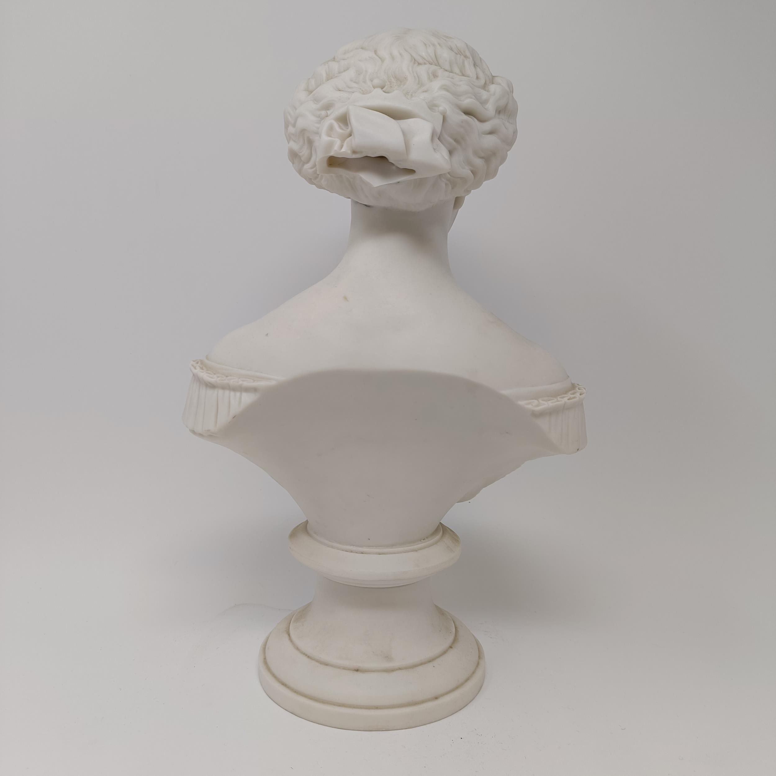 A parian bust of Princess Charlotte, Princess of Wales the wife of Prince Edward, 32 cm high Loss to - Image 2 of 3