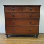 A 19th century mahogany chest, having two short and three long drawers, 110 cm wide