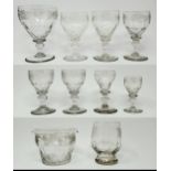 A suite of glasses, engraved wine leaves (2 boxes)