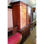 A walnut linen press, 128 cm wide In need of restoration, has been outside