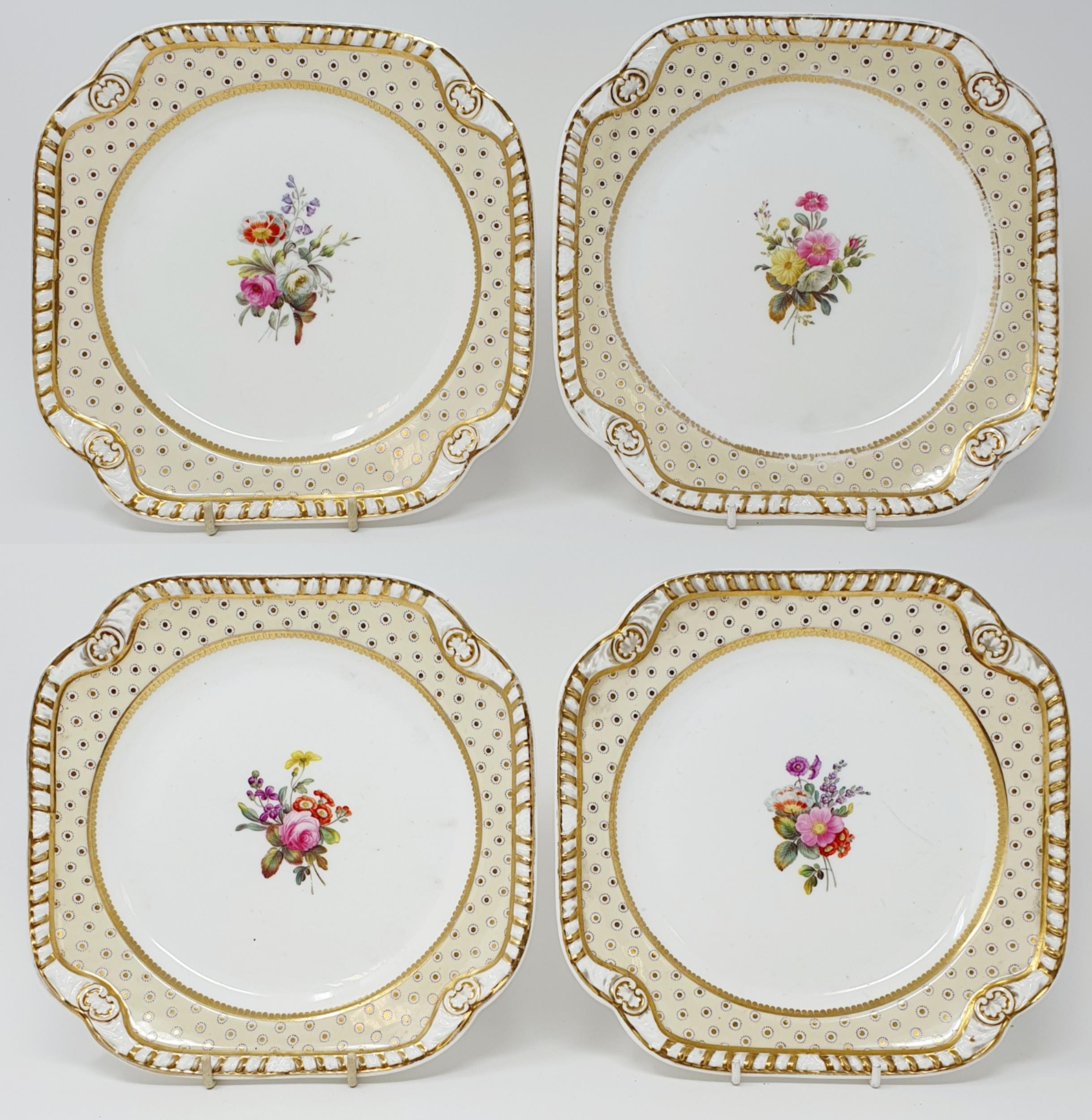 A 19th century Spode part dessert service, with a yellow border, centre decorated flowers, - Image 6 of 9