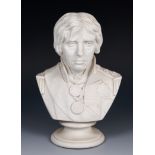 A parian bust of Lord Nelson by Joseph Pitts, London, dated 1853, 24 cm high No chips, cracks or