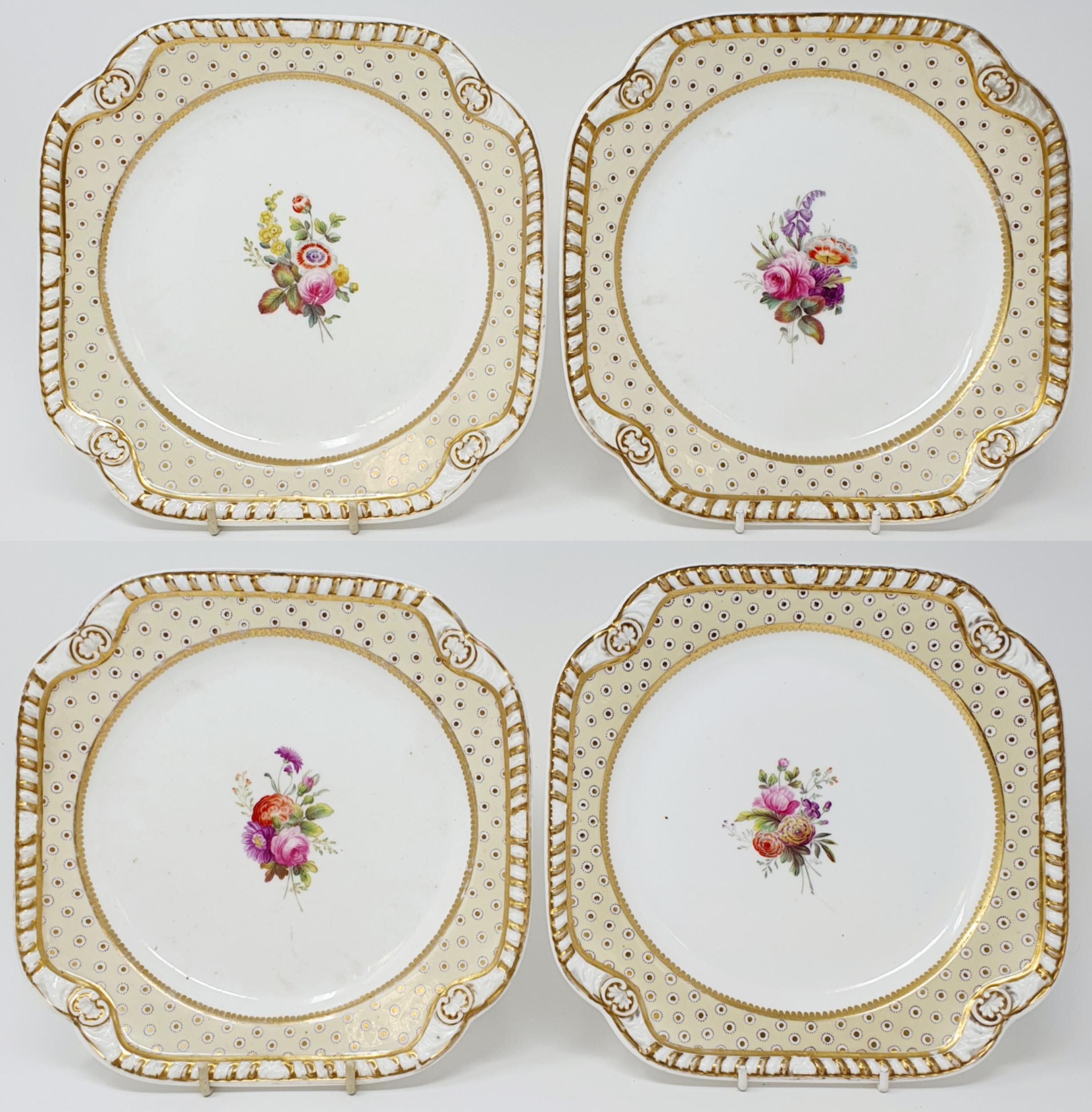 A 19th century Spode part dessert service, with a yellow border, centre decorated flowers, - Image 5 of 9