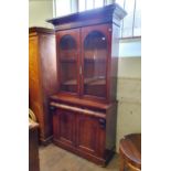 A mahogany bookcase on cabinet, 110 cm wide