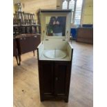 An oak cased wash basin, by repute from an ocean liner, 56 cm wide