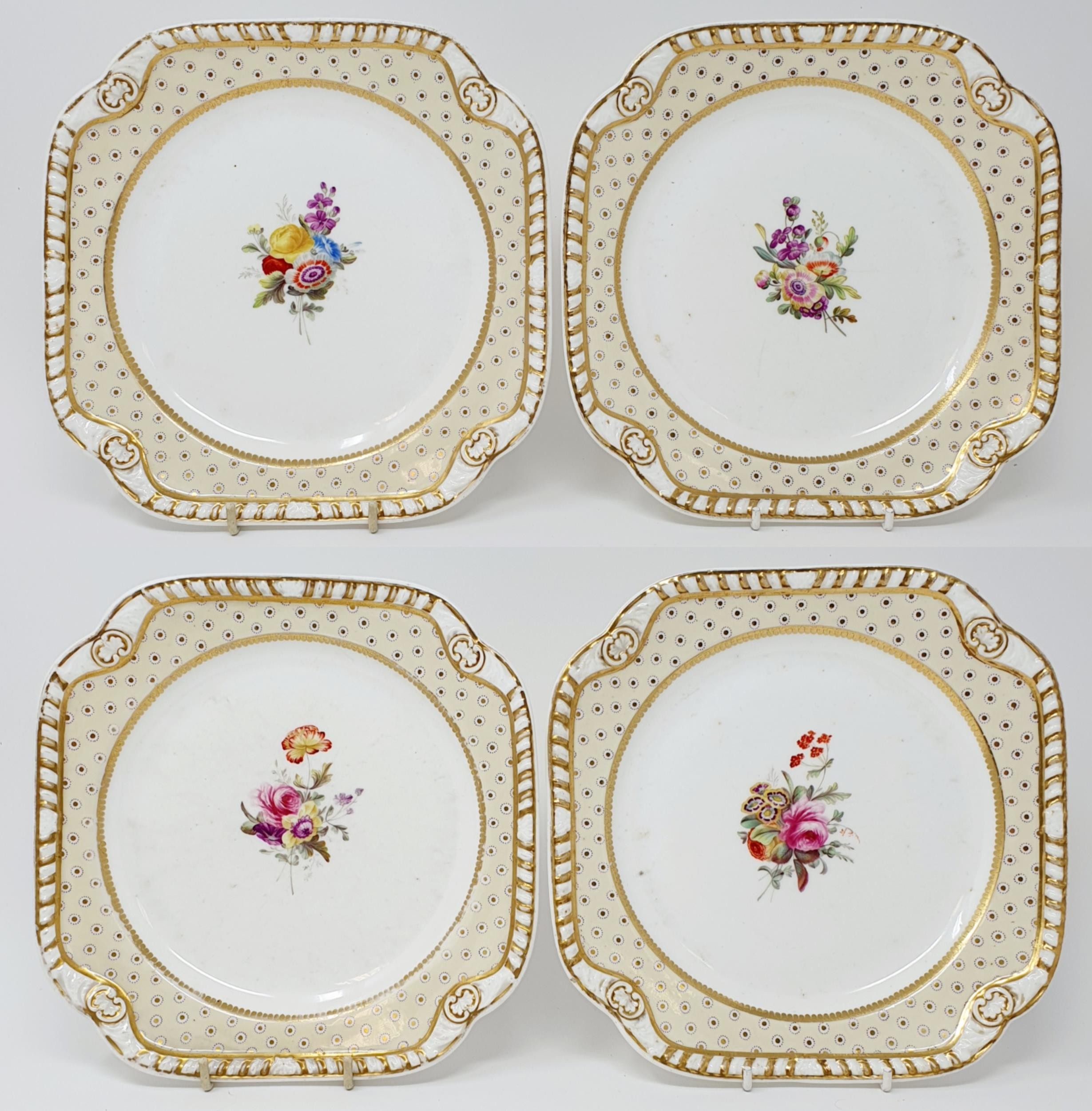 A 19th century Spode part dessert service, with a yellow border, centre decorated flowers, - Image 8 of 9