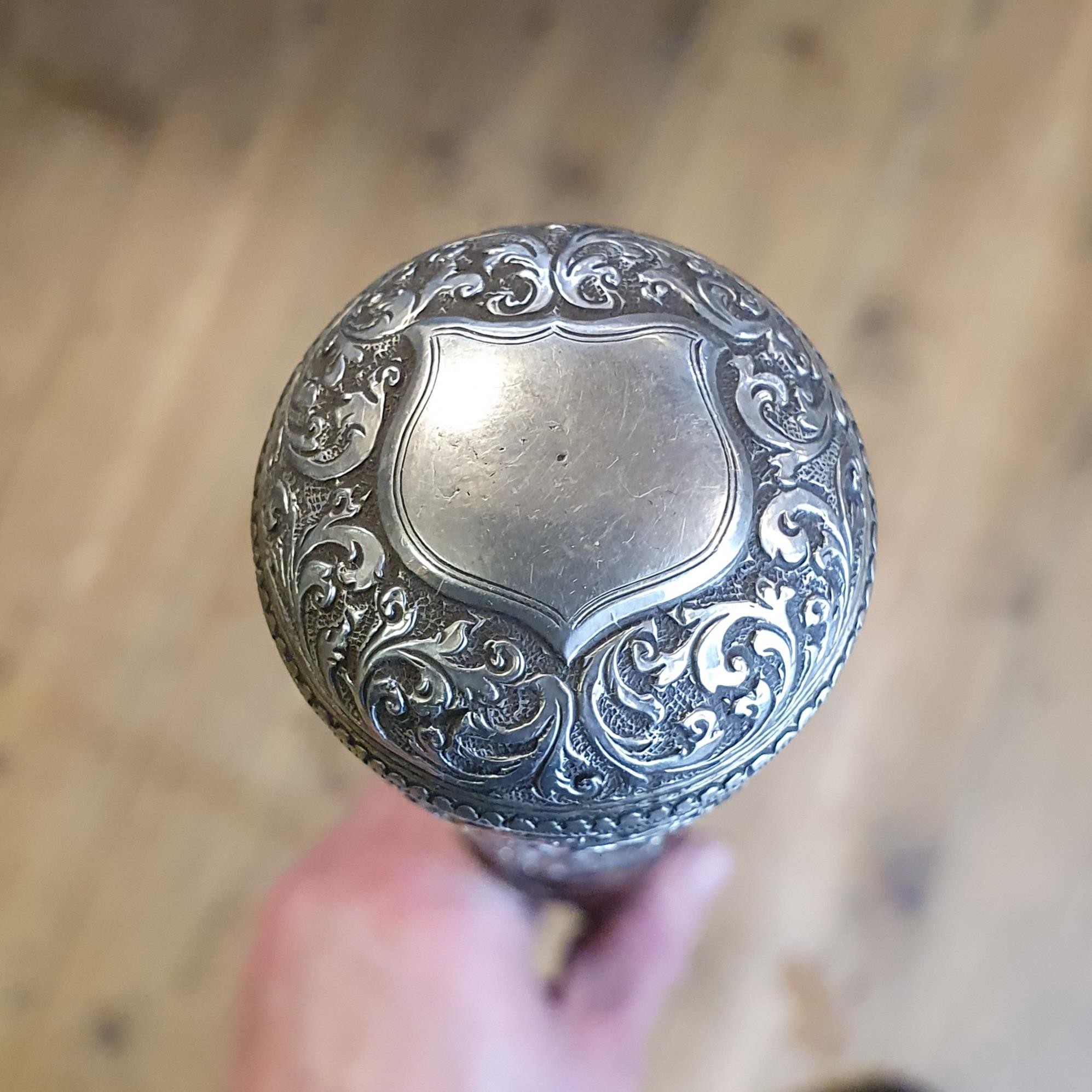 A late 19th/early 20th century Indian ebony and silver mounted walking stick, 93 cm Provenance: - Image 3 of 7