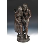 After Jean Louis Gregoire, a bronze group, the walk through water, bears a signature, 53 cm high