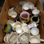 A set of four Coalport coffee cans and saucers, a part tea set, and assorted other ceramics (box)