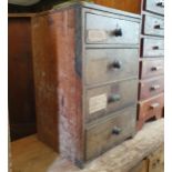 A painted pine chest, having four drawers, 50 cm wide Various losses to paint, in very used