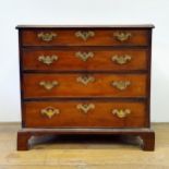 A George III mahogany chest, having four graduated drawers, 78 cm wide