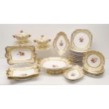A 19th century Spode part dessert service, with a yellow border, centre decorated flowers,