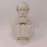 A Parian bust of Charles Dickens, 27 cm high