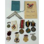 Assorted Masonic medals, and related items (box) The 1914-1918 medal 2141 GNR W Gaskin, the other