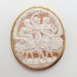 A cameo brooch, decorated the three graces, 4.5 x 4 cm