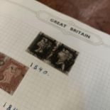 An album of GB and other stamps, QVR onwards, including a pair of penny blacks