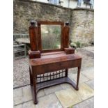 A 19th century Continental dressing table, the superstructure having two cupboard doors and two