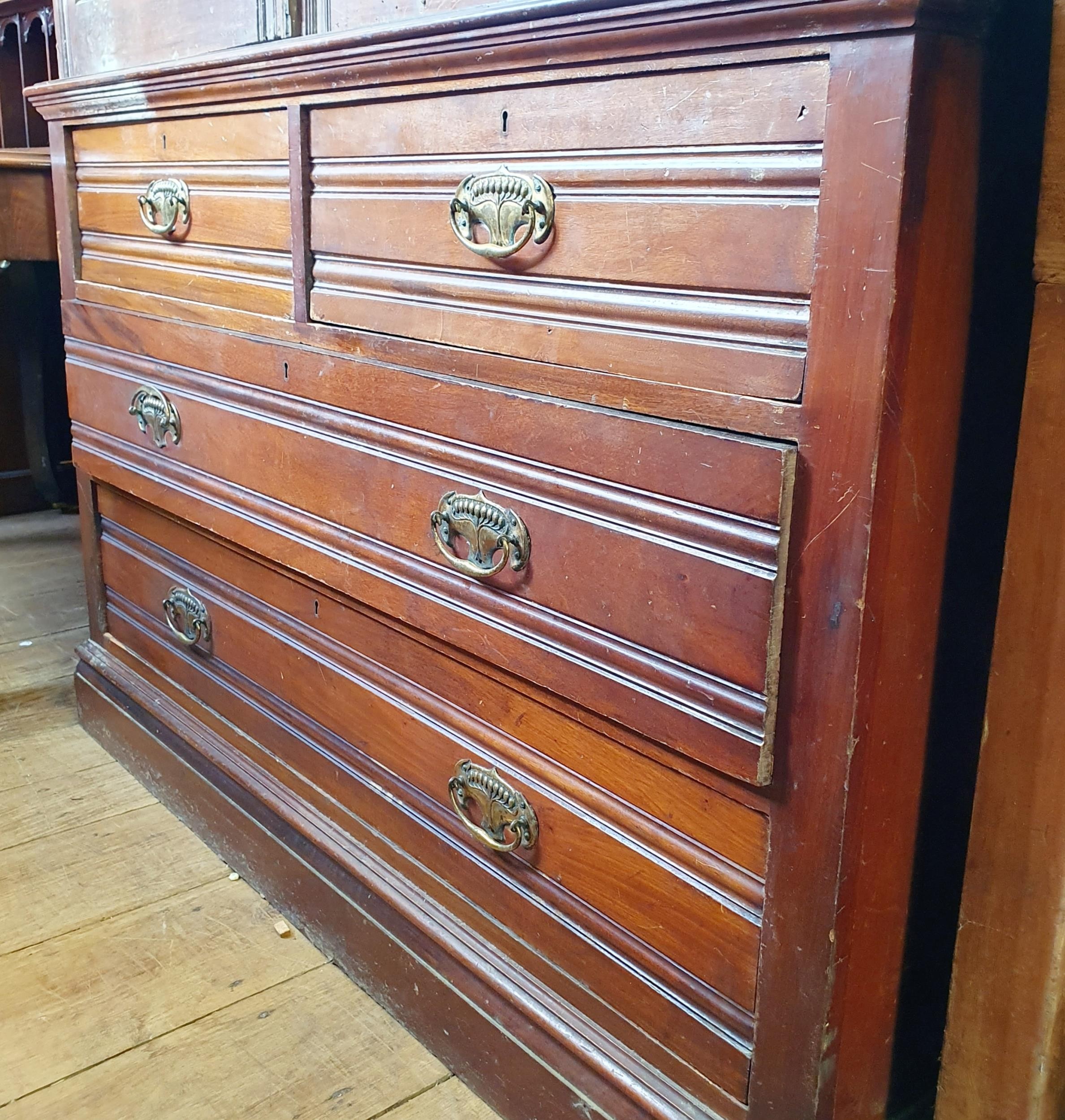 A walnut linen press, 128 cm wide In need of restoration, has been outside - Image 3 of 5