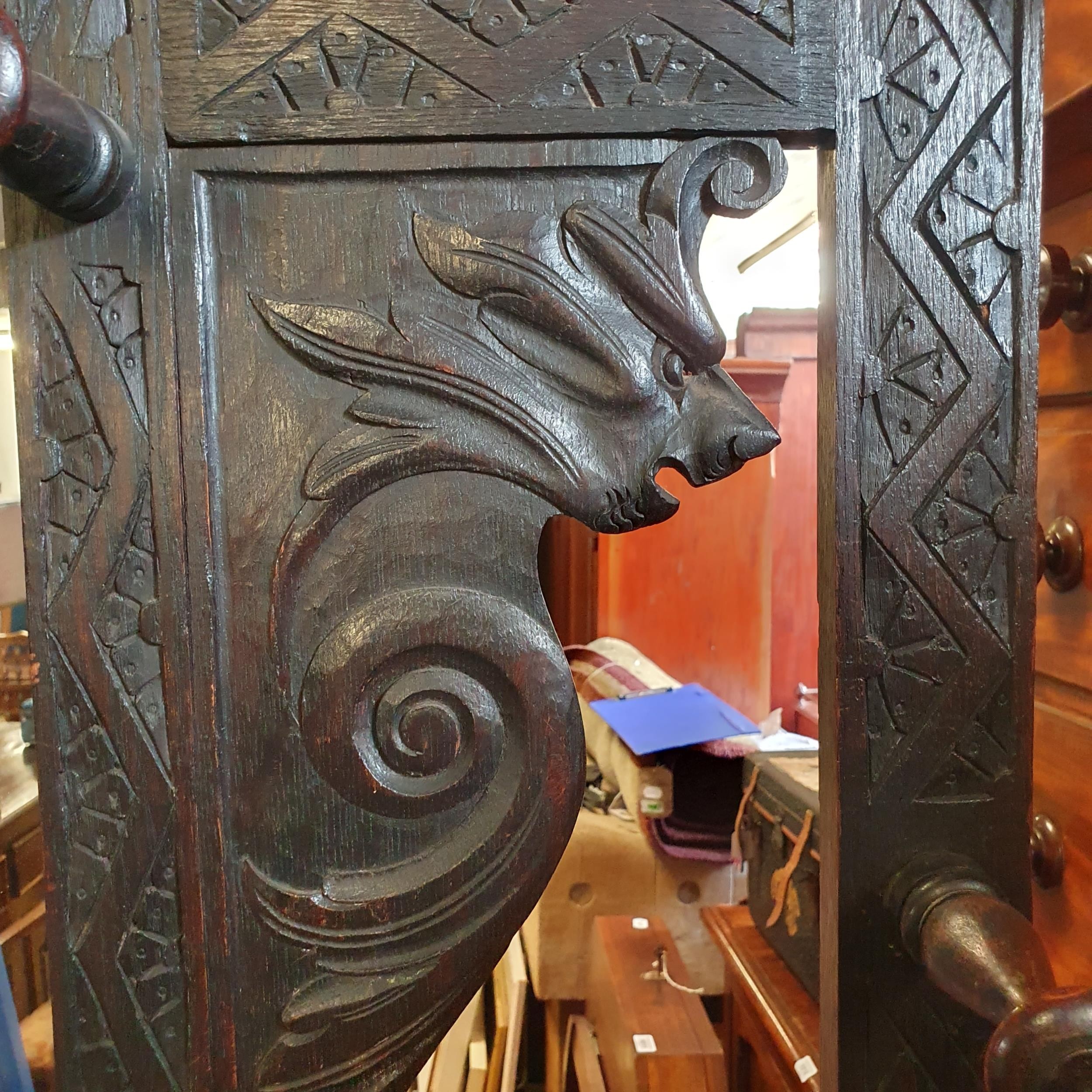 A late Victorian carved oak hall stand, 115 cm wide - Image 4 of 5