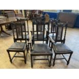 A set of six oak barley twist dining chairs (2+4) Most of the backs have holes in and need
