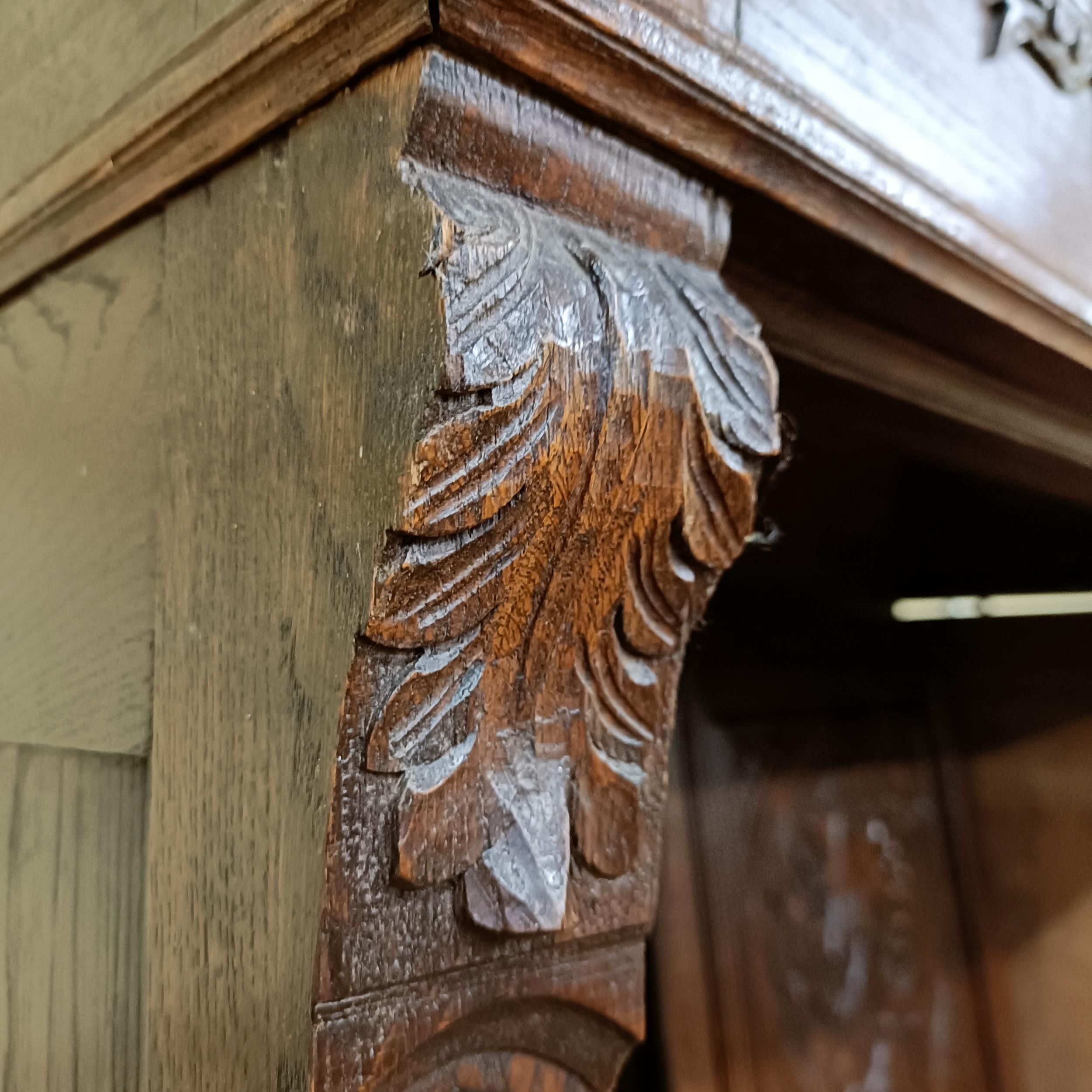 A French carved oak armoire, 150 cm wide - Image 3 of 11