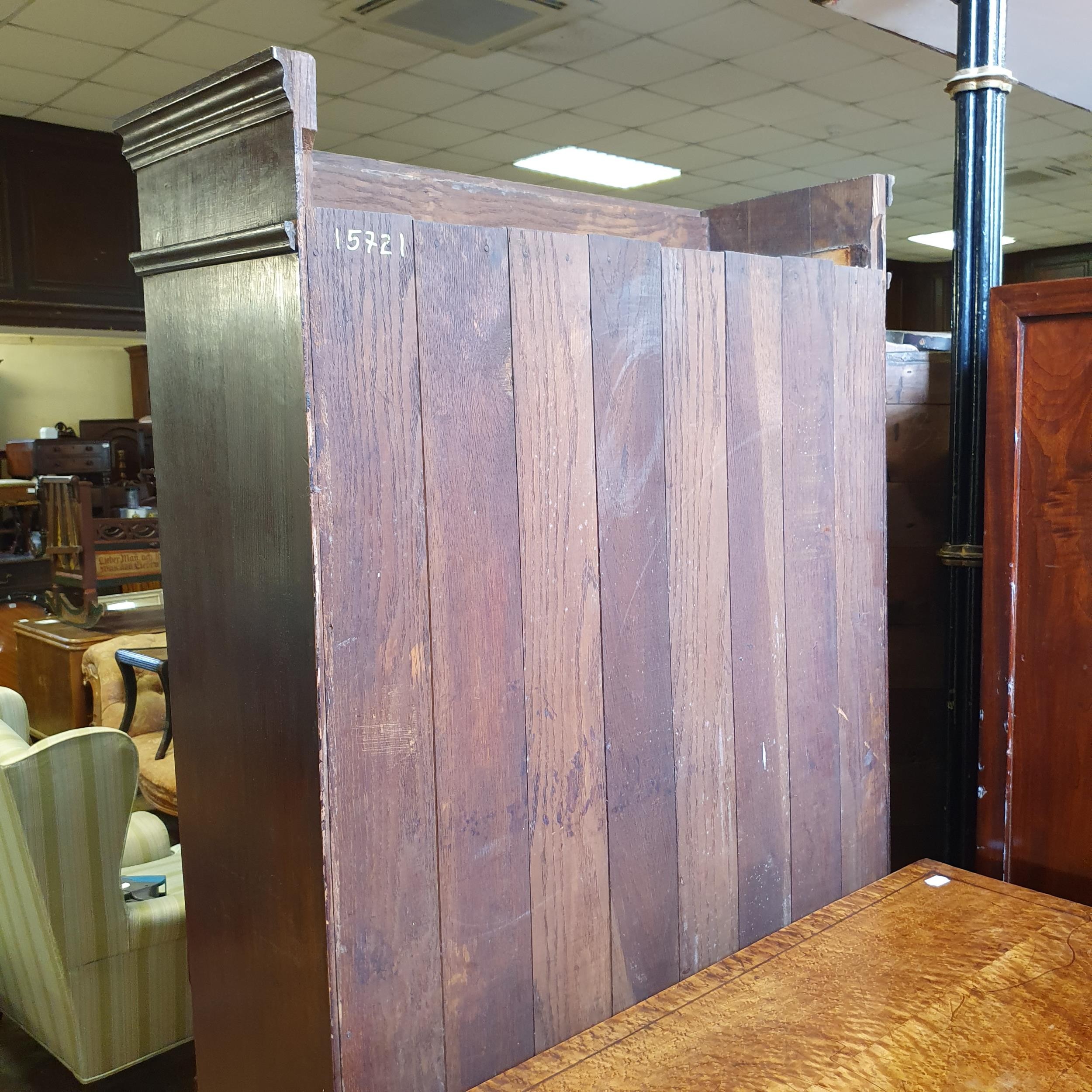 An early 20th century oak bookcase, with leaded glazed panels, 180 cm high x 92 cm wide - Image 2 of 3