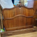 A French Louis XV style walnut double bed ends, 146 cm wide sign of worm damage