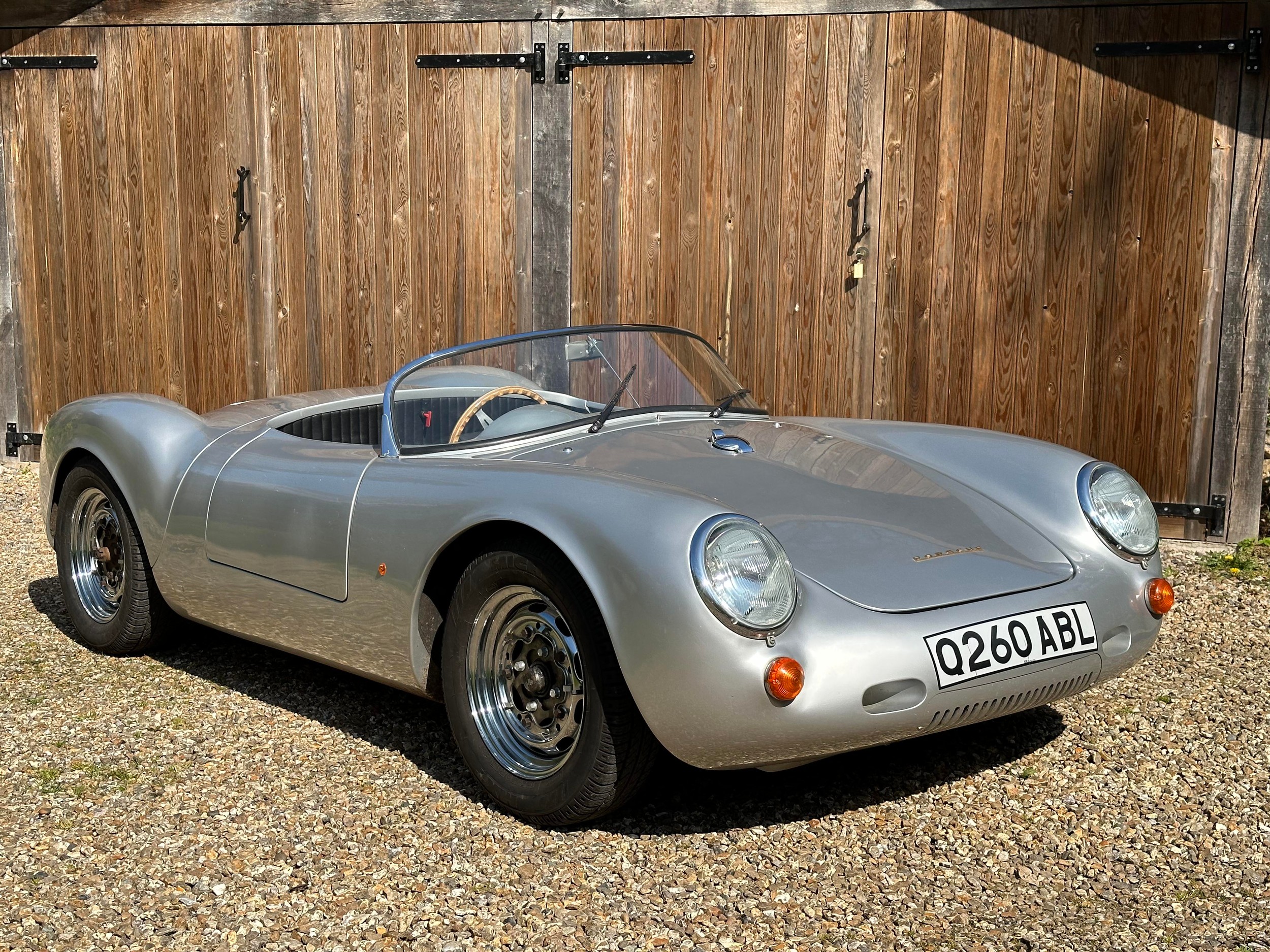 1996 TRAC Technic Porsche 550 Spyder Replica Registration Number Q260 ABL Metallic silver with a